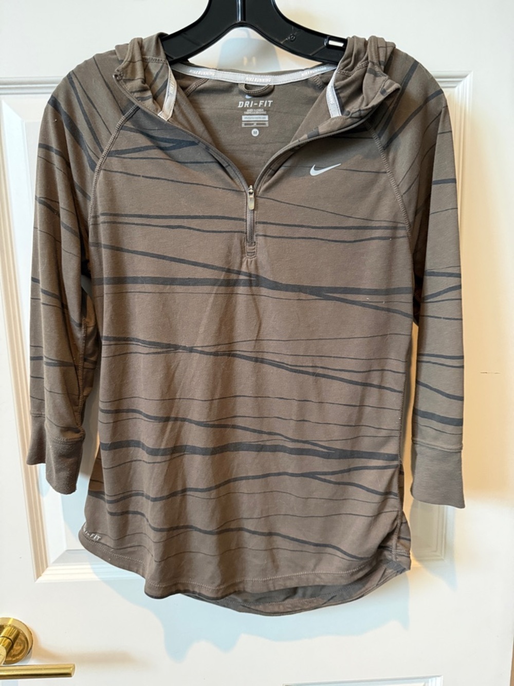 Nike Brown Hooded Pullover with Black Stripe Accents